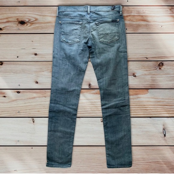 7 for all Mankind Distressed Straight Leg Jeans - Picture 3 of 11